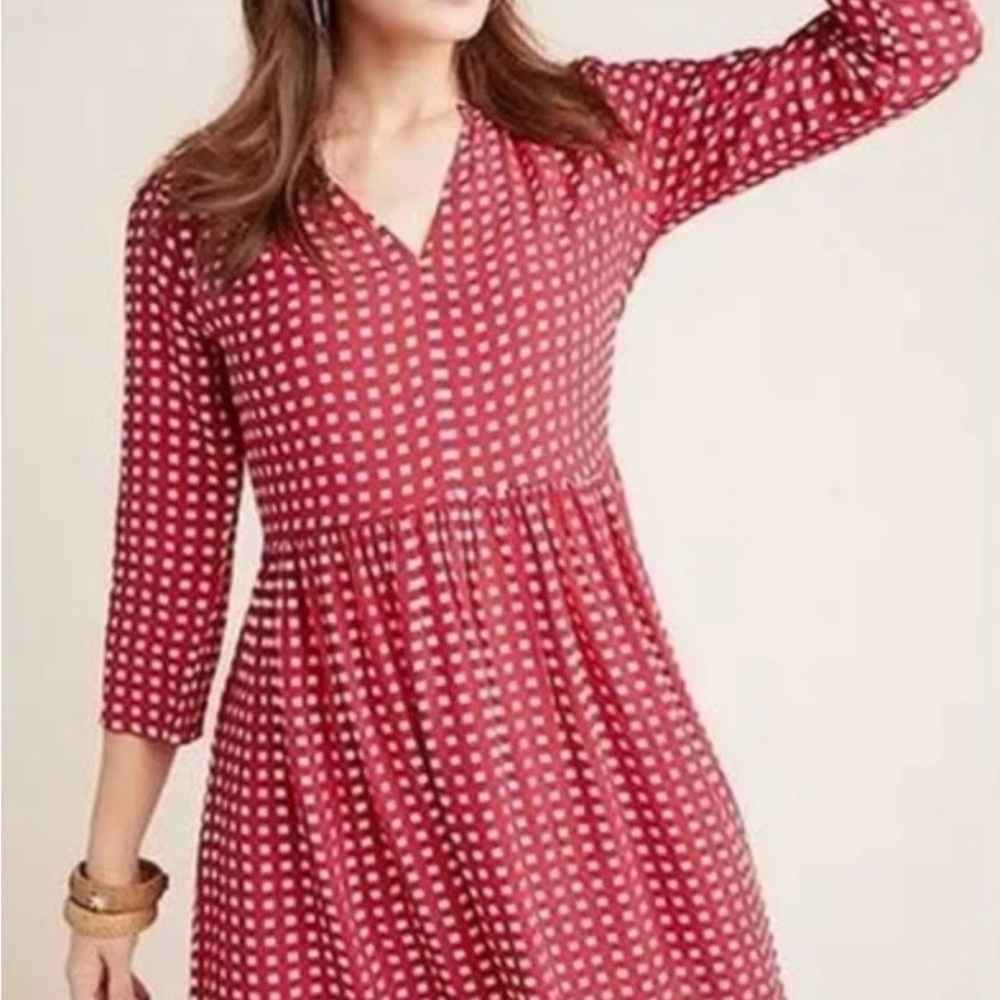 Anthropologie Maeve Juno Dress in Red 
Gingham Women’s Size: M